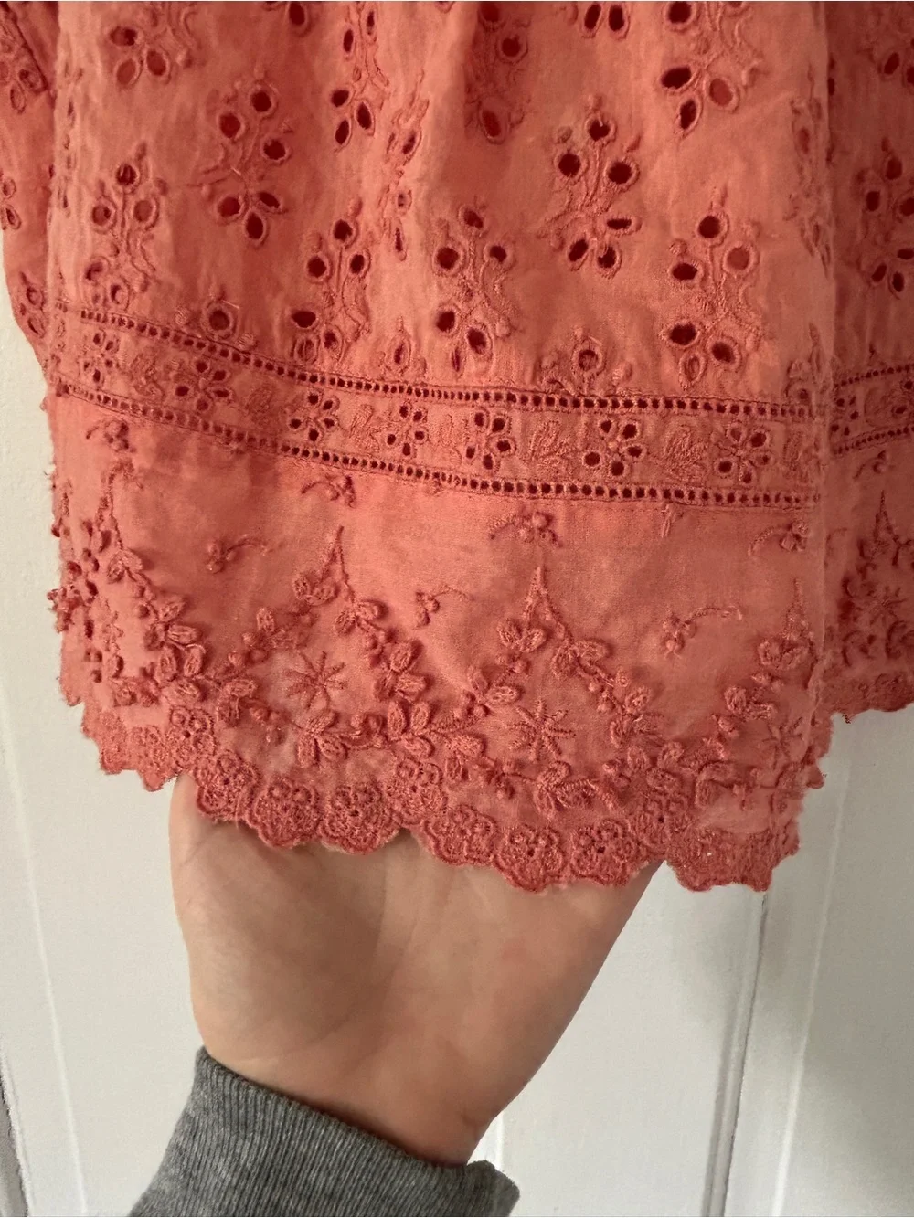 Ulla Johnson Fern Eyelet Puff Sleeve Blouse Coral size 0